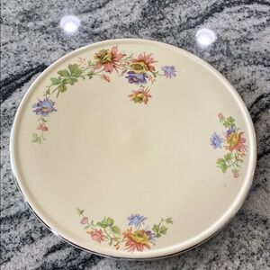 Vintage 1935 Homer Laughlin Kitchen Kraft Columbine Cake Plate!